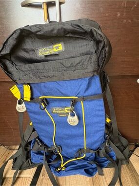 Mountainsmith Blue Hiking Backpack with Yellow Accents